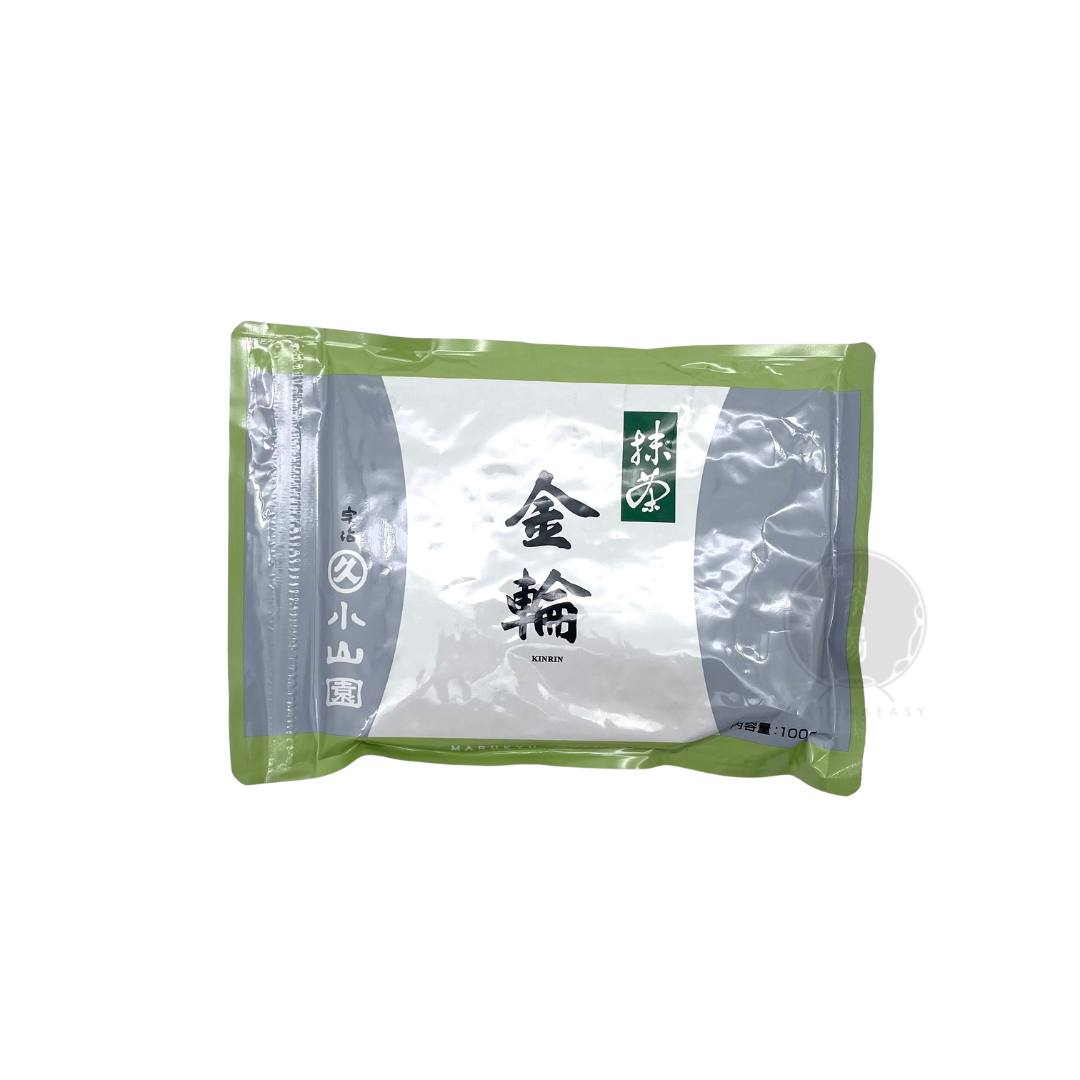 丸久小山園金輪抹茶 100g 袋裝，綠色封口鋁袋